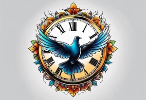 sunlight, dove, clock, tattoo idea