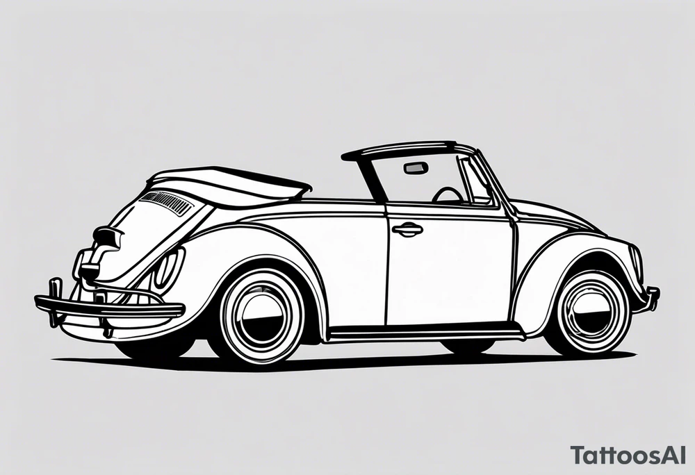 VW beetle convertible, side profile, top-down, modern, linework, minimal tattoo idea VW beetle convertible, side profile, top-down, modern, linework, minimal tattoo idea