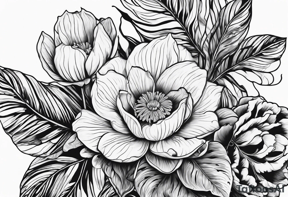 Plant leaf outlines tattoo idea