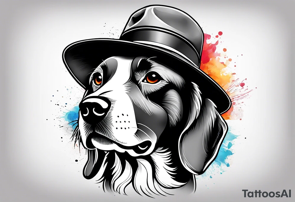 A dog wearing a hat tattoo idea