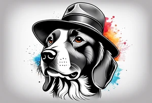 A dog wearing a hat tattoo idea