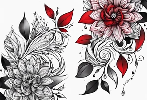 Deux main entrelacé par un fil rouge et une goutte d eau tattoo idea