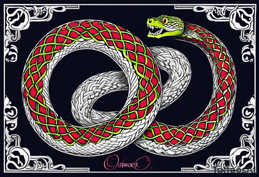 I want the oroborus snake  in the style of ed hardy with subtle reference to the end by the doors tattoo idea