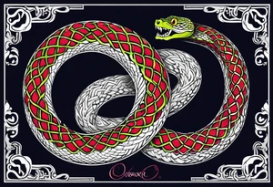 I want the oroborus snake  in the style of ed hardy with subtle reference to the end by the doors tattoo idea