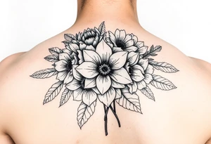 Bouquet of flower that represents the birth month flowers of February,April,July,August,September,October,November and December tattoo idea