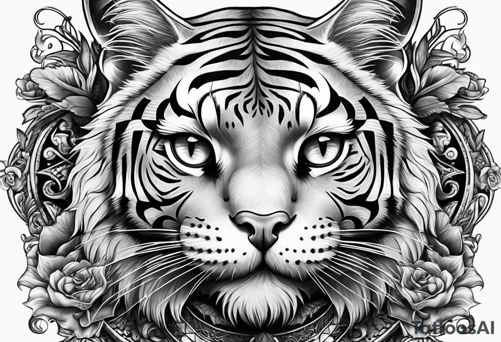 Cat bigger than tiger tattoo idea