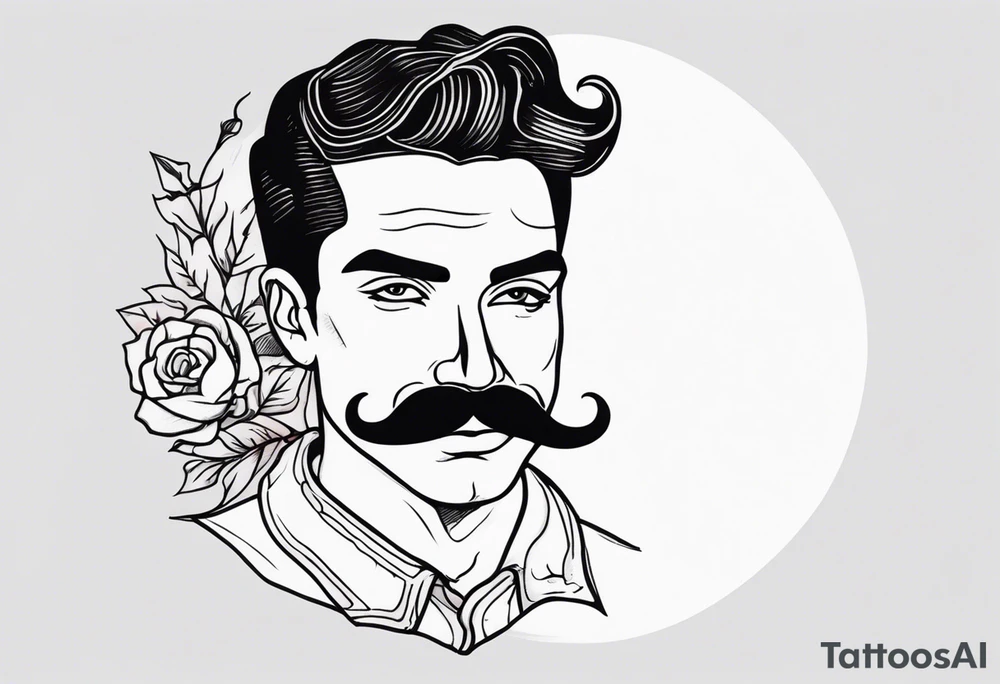 traditional tattoo of man with mustash tattoo idea