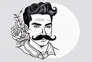 traditional tattoo of man with mustash tattoo idea