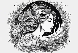 Fire over a half moon tattoo idea