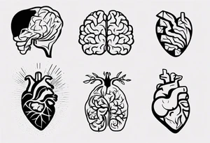 Split human brain and human heart tattoo idea