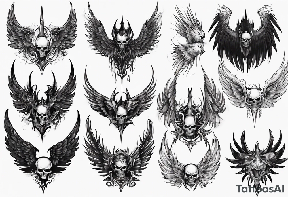 evil dark wings tattoo idea