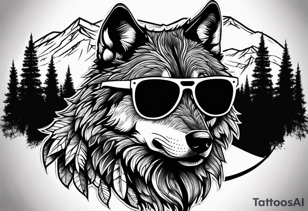 Badass wolf wearing sunglasses
Dark woods
Mountain peaks tattoo idea