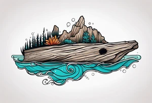 piece of driftwood underwater tattoo idea