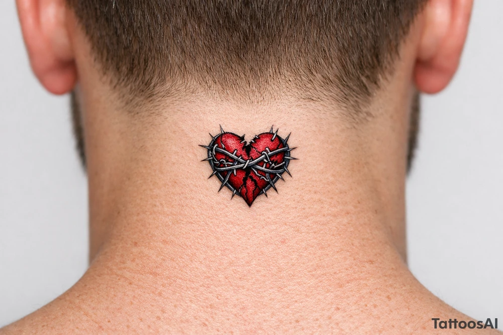 A torn heart coiled together by thorns tattoo idea