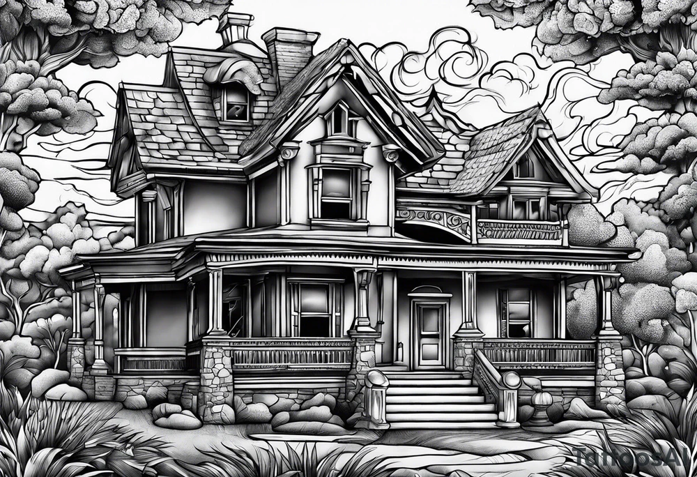 House on fire tattoo idea