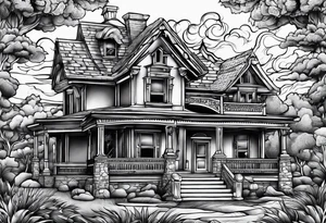 House on fire tattoo idea
