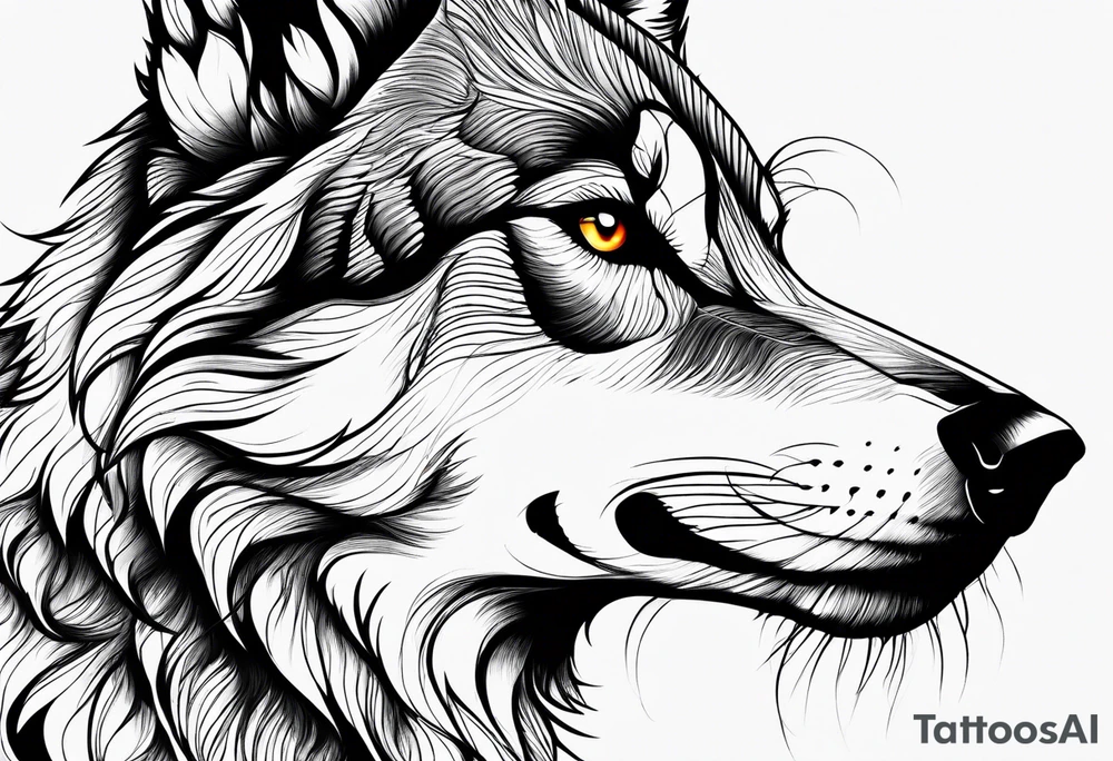 Realistic wolf along right side of woman’s body tattoo idea