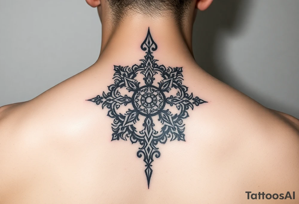 Sak Yant tattoo, spiritual, Unalome style, about regrets, addictions, self-focus, limited time, live fully. tattoo idea