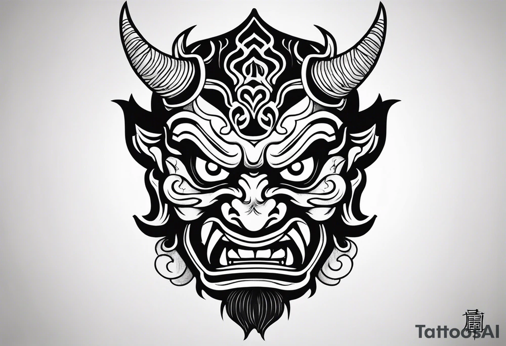 oni mask, dark, japanese,forearm, small tattoo idea
