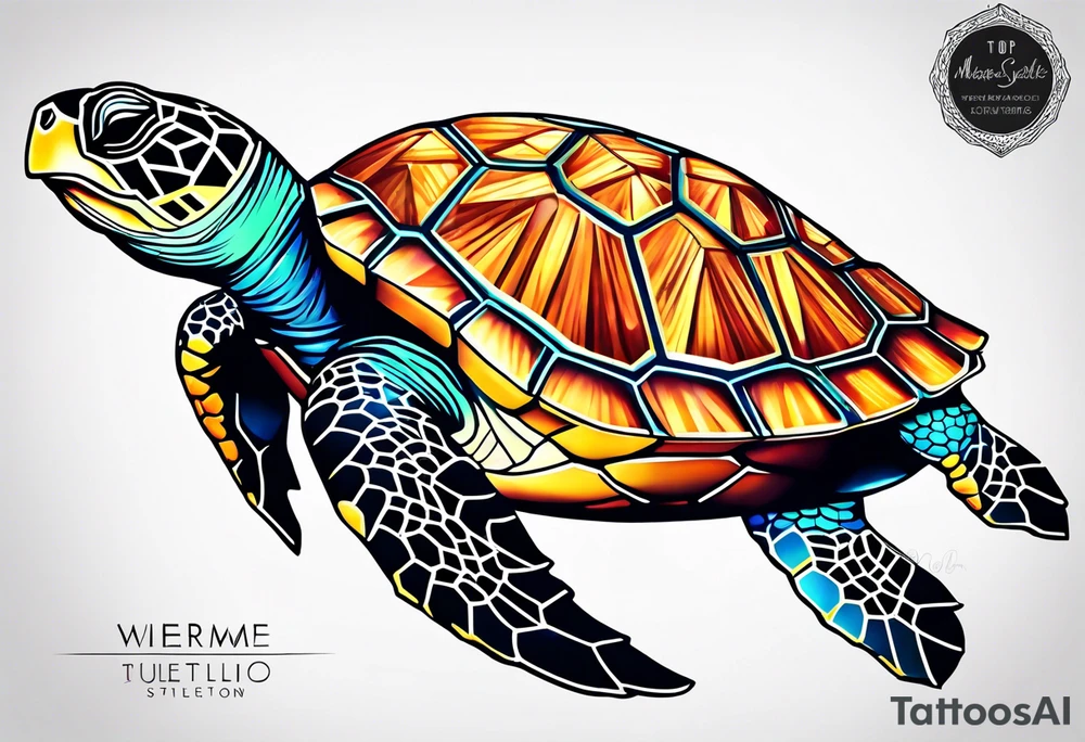 Geometric seaturtle tattoo idea