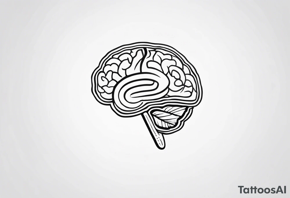 Picture of the outline of a brain with a letter I in it tattoo idea