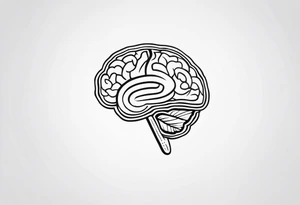 Picture of the outline of a brain with a letter I in it tattoo idea