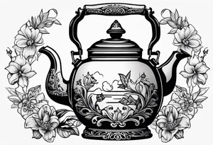 vintage tea kettle tattoo idea