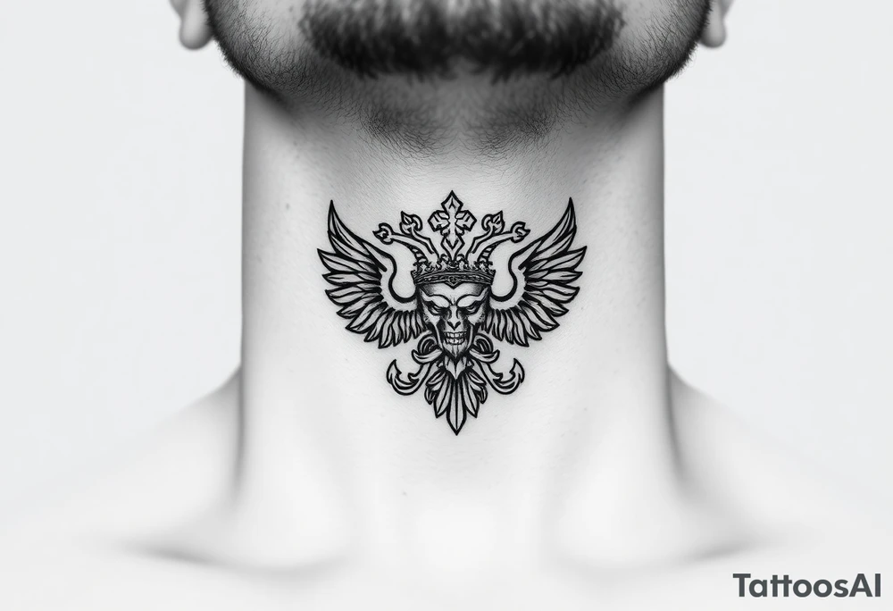 russian christian orthodox military neck design front facing tattoo idea