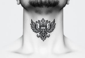 russian christian orthodox military neck design front facing tattoo idea