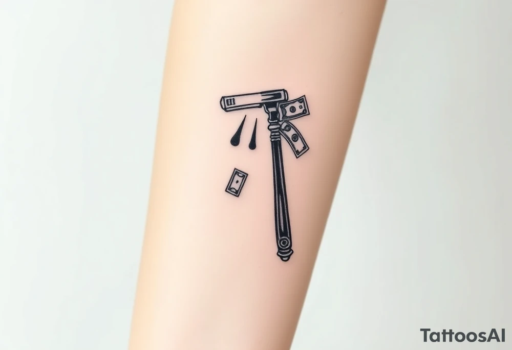 Barber pole  Razor with raining  money tattoo idea