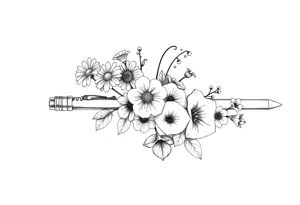 Lightsaber containing daisies, lily of the valley, and morning glories tattoo idea