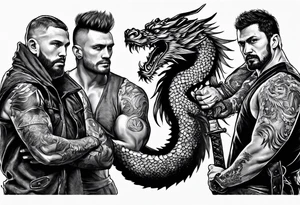 Three Russian heroes fighting a dragon tattoo idea