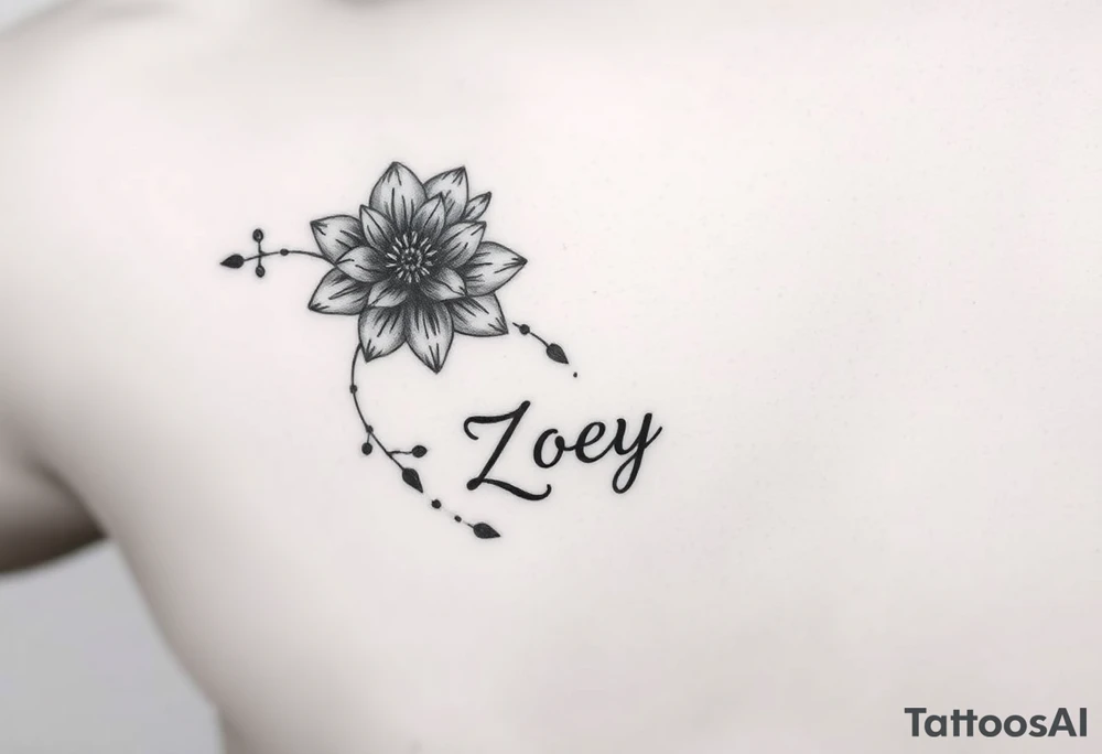 I want it on my wrist. I want a beautiful flower on the inside of my wrist with tendrils down the inside of my arm with little delicate stars or motes and the name Zoey

Why are you showing it on a back? I want it on the inside of my wrist tattoo idea