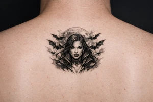 female vampire,bats,full moon. tattoo idea