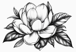 Initials R, E and J incorporated into a magnolia tattoo idea