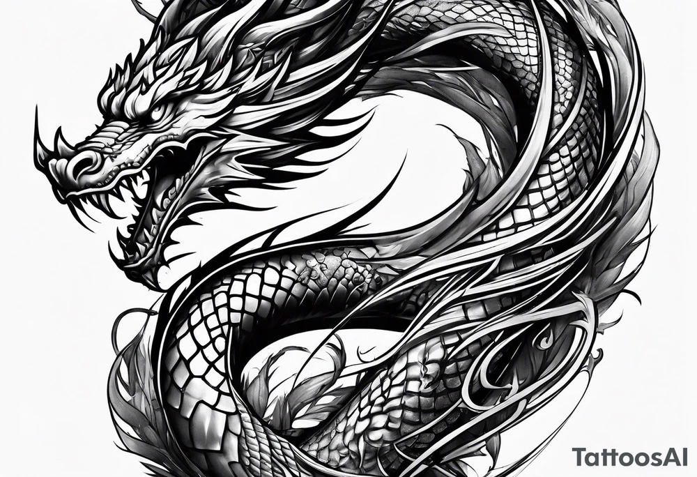 Dragon Seven number shape tattoo idea