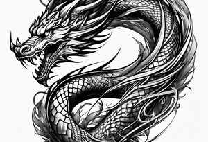 Dragon Seven number shape tattoo idea