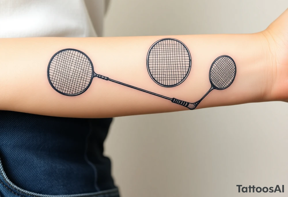 Racket sports tattoo which should have table tennis, badminton and tennis tattoo idea