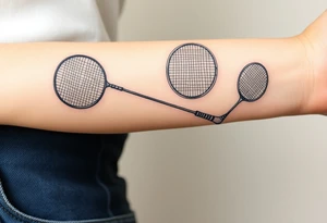 Racket sports tattoo which should have table tennis, badminton and tennis tattoo idea
