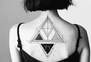 arara with small details, triangle and square forms tattoo idea