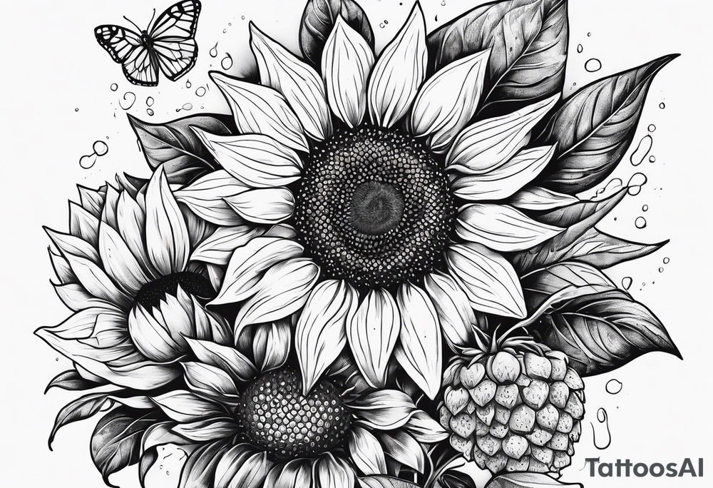 Sunflower, friendship, growth, strawberry wine, tattoo idea