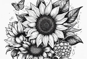 Sunflower, friendship, growth, strawberry wine, tattoo idea