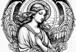 Religious sleeve angels clouds heaven tattoo idea