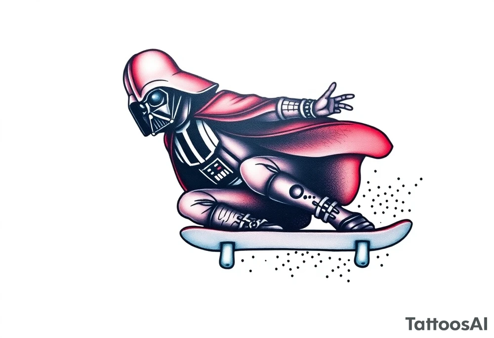 Darth Vader skateboarding >
blue & red tattoo idea