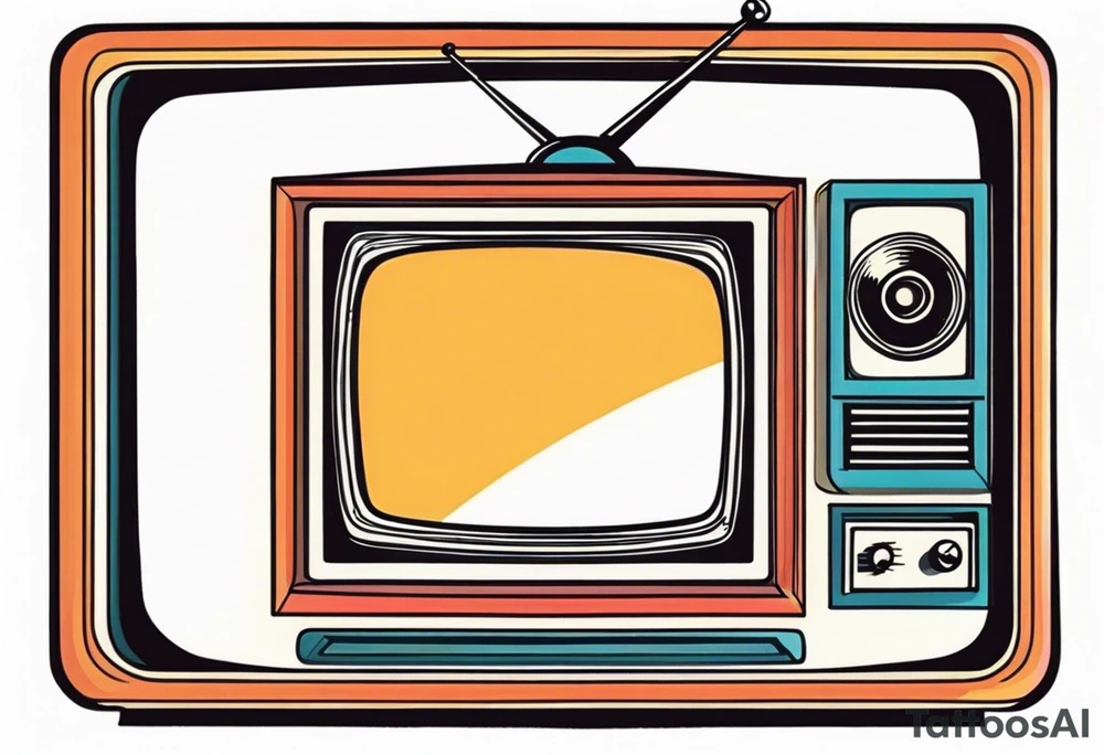 retro television set tattoo idea