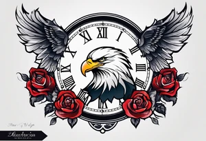 eagle, rose, clock , love tattoo idea