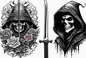 Katana and grim reaper tattoo idea