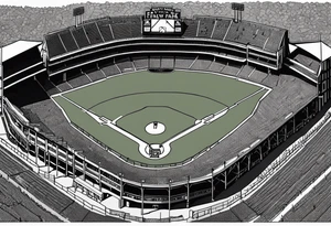 Fenway park walls outline with dog print centered in the middle of the infield tattoo idea