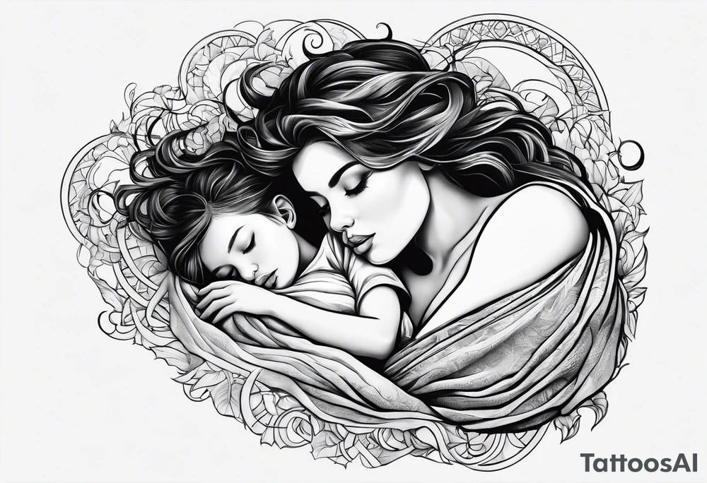 full body girl sleeping in blanket tattoo idea