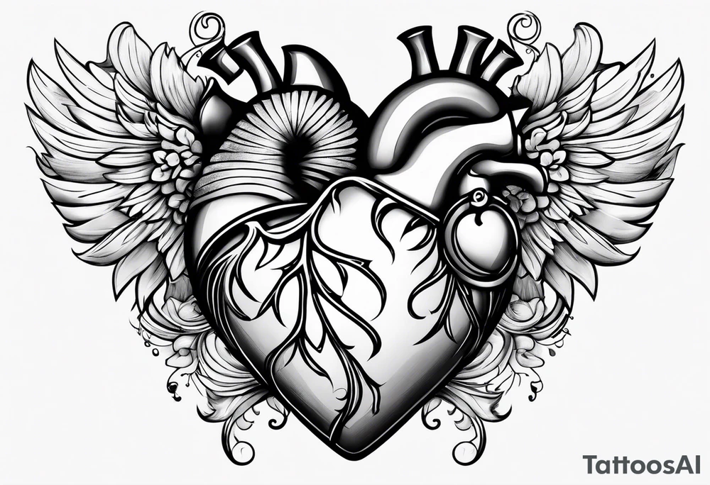 heart with four kids tattoo idea